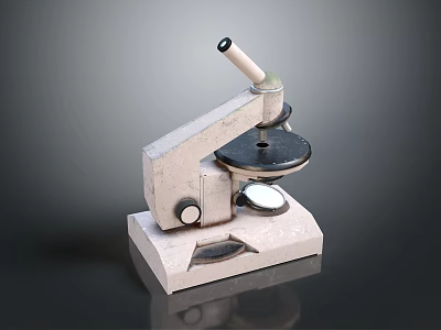 Classic Desktop Microscope For Laboratory Use With Adjustable Stage And Optical Lens 3d model