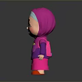 Children's Interactive Doll Toy With Pink Purple Outfit Headscarf And Red Shoes