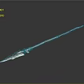 Ancient Decorative Weapon With Intricate Carved Long Handle And Sharp Spearhead