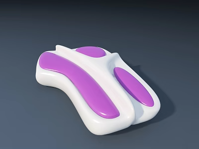 Modern Public Chair With White And Purple Curved Seats In Stylish Design 3d model
