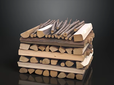 Natural Wooden Sofa And Coffee Table Set With Rustic Wood Elements For Living Room 3d model