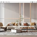 Modern Sofa Coffee Table Combination Fashion Multiplayer Sofa 3d model