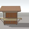 Traditional Wooden Mobile Kiosk Structure With Sloped Roof And Counter Design