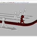 Red Figure Leading White Figures Running On Arrows In Competitive Concept