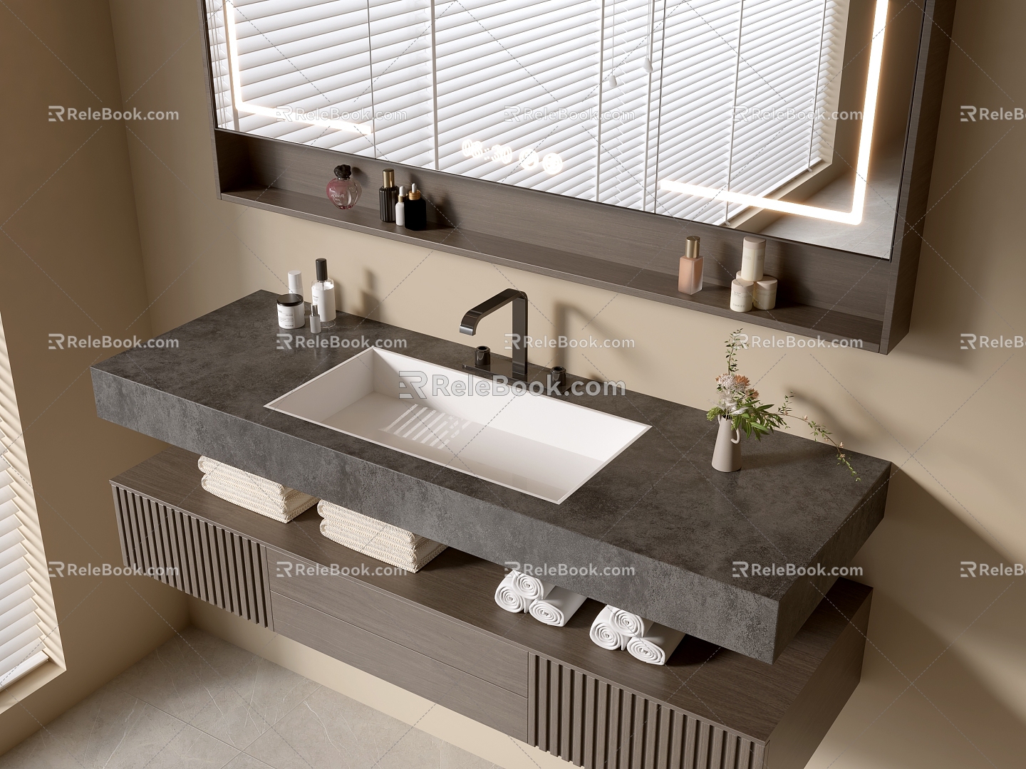 Modern Bathroom Cabinet Bathroom Counter Basin Bathroom Ornaments Mirror Cabinet Sink 3d model