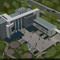 Modern Office Building Exterior With Glass Facade Surrounding Greenery And Pedestrian Parking Area