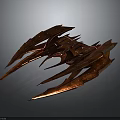 Futuristic Red Spaceship with Sharp Wings in Cosmic Aerospace Design Concept