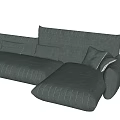 Gray Sectional Fabric Sofa with Multiple Cushions and L Shaped Design 3d model