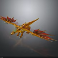 3D Rendered Mythical Dragon Character With Golden Red Wings Green Eyes And Flying Pose