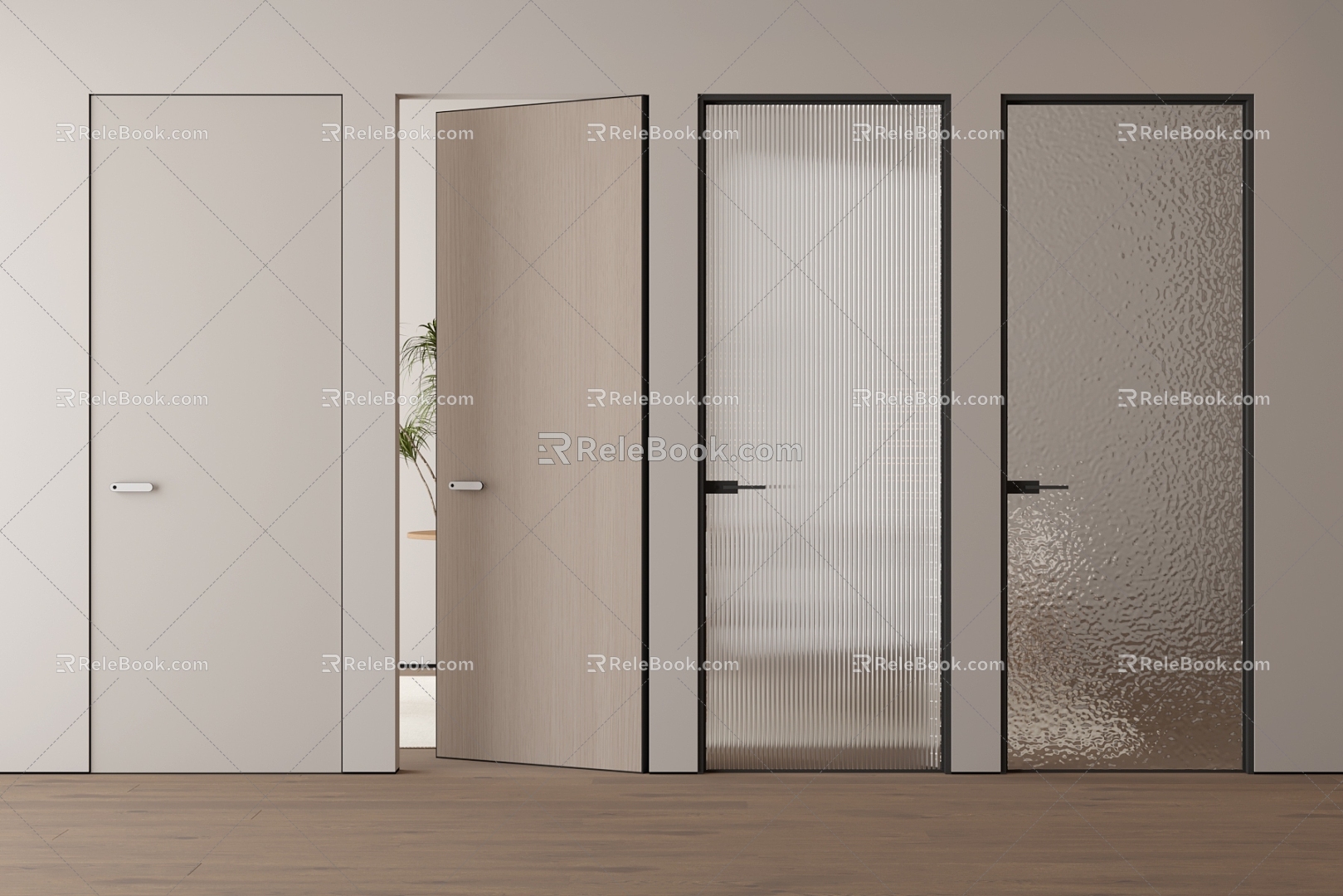 Modern Single Door Invisible Wooden Door Changhong Glass Door Minimalist Narrow Border Glass Door 3d model