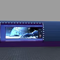 Commercial Display Equipment with Cylindrical Structure Blue Circular Lighting and Internal Display Screen Showing Products