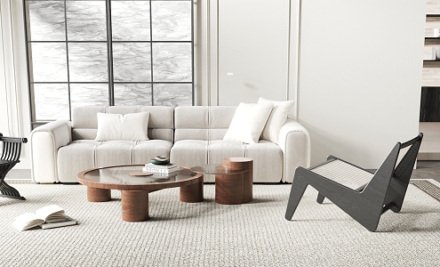 Modern Sofa Coffee Table Combination Single Sofa 3d model