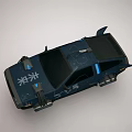 Futuristic Hover Car With Dark Colored Body Blue Glowing Wheels And Sci Fi Graphics