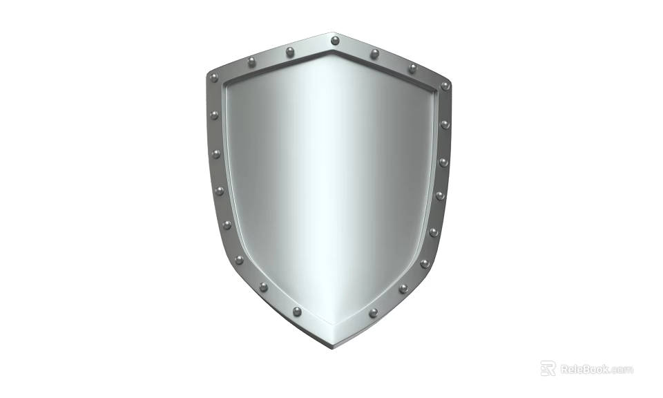 Metal Shield As Defensive Weapon With Riveted Edges And Silver Finish 3d model 