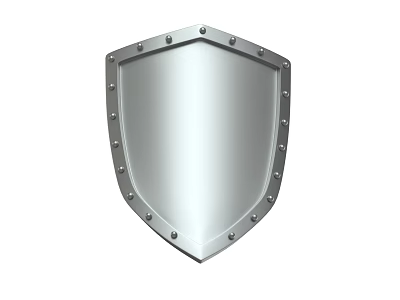 Metal Shield As Defensive Weapon With Riveted Edges And Silver Finish 3d model