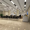Huaxia Bank Lobby Interior With Waiting Area Service Counter Chairs Lighting And Marble Floor