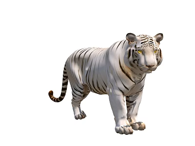 White Reptile With Striped Body And Yellow Eyes In Natural Habitat Scene 3d model