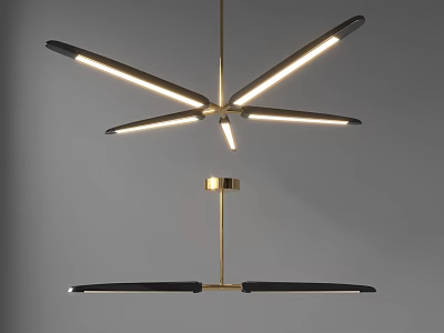 Modern Chandelier With Multiple LED Light Arms And Black Gold Metal Finish For Interior Design 3d model