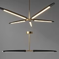 Modern Chandelier With Multiple LED Light Arms And Black Gold Metal Finish For Interior Design