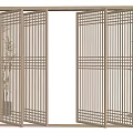 Modern Interior Room Divider With Metal Frame Vertical Slats And Grid Pattern 3d model