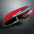Modern Car Headlight With Red Accents Black Frame And LED Strip