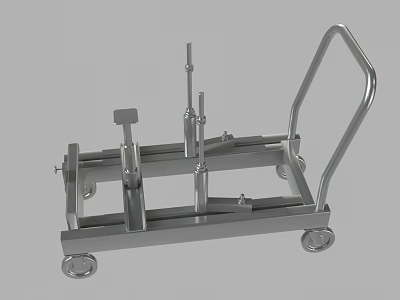 Stainless Steel Mobile Industrial Equipment Cart with Wheels Frame and Support Poles 3d model