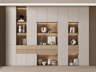 Modern Minimalist Full Wall Bookshelf With Soft Ambient Lighting And Chic Home Decor Storage 3d model