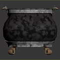 Vintage Cast Iron Cauldron With Metal Rings And Brass Feet For Home Use