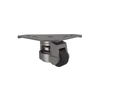 Heavy Duty Metal Swivel Caster With Flat Base And Black Wheel 3d model