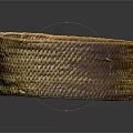 Handwoven Round Storage Basket With Handles Made Of Natural Material For Household Use