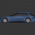 Blue Futuristic Concept Car With Sleek Body Silver Wheels And Roof Structure