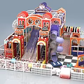 Colorful Indoor Playground with Slides Ball Pit Enclosed Fence and Multi Level Structures