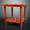 Brown Wooden Side Table With Square Tabletop And Lower Shelf Design