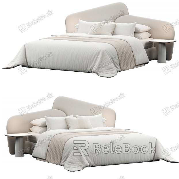 Double Bed Fabric Double Bed Pillow Side Minotti model