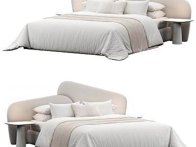 Double Bed Fabric Double Bed Pillow Side Minotti model