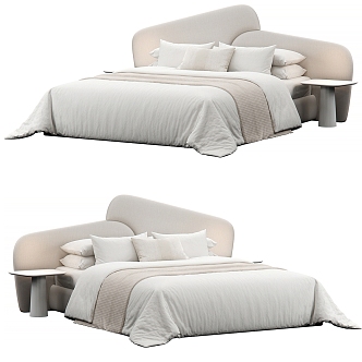 Double Bed Fabric Double Bed Pillow Side Minotti 3d model