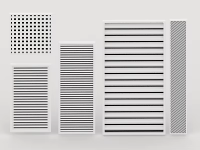 Different Styles Of Air Conditioner Vents With Striped And Mesh Grille Patterns 3d model