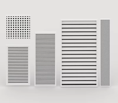 Different Styles Of Air Conditioner Vents With Striped And Mesh Grille Patterns 3d model