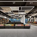 Modern Supermarket Grocery Interior With Fresh Produce Counters Bright Lighting And Organized Shelves