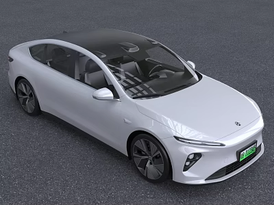 White Electric Sedan With Black Roof Sunroof And Sleek Modern Design 3d model