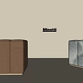 Minetti Light Brown And Silver Textured Ottomans On Beige Background 3d model