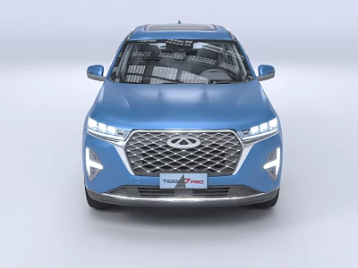 Blue SUV Front View With Modern Grille And Sleek LED Headlights Design 3d model