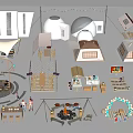 Camping Garden Landscape With Various Tents Fire Pit Areas Leisure Furniture And Decorative String Lights