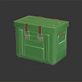 Green Plastic Storage Box With Red Buckles And Side Handle 3d model
