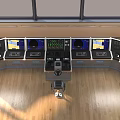 Modern Ship Bridge Interior With Navigation Control Panels Dashboards And Sea View 3d model