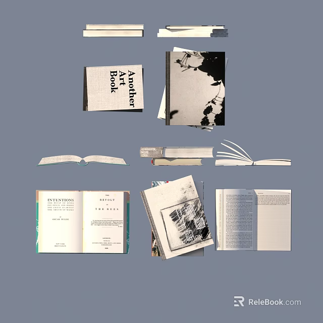 Diverse Books Magazines Collection With Open Pages And Stacked Editions 3d model 