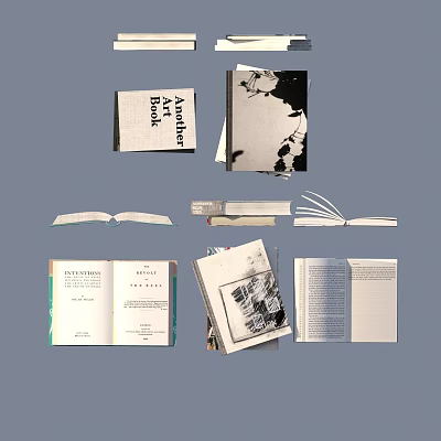 Diverse Books Magazines Collection With Open Pages And Stacked Editions 3d model