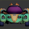 Colorful Cartoon Dinosaur Car With Green Body Purple Roof Decorative Spikes And Vibrant Wheel Design