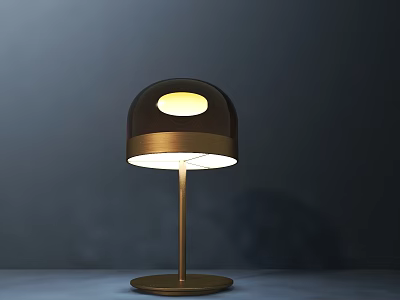 Modern Table Lamp With Gold Base And Round Warm Light Lampshade 3d model