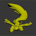 Vibrant Fantasy Creature Character With Yellow Body Purple Arms And Horns